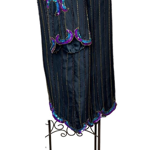 Vintage 80’s black silk sequin and bead evening blouse - Picture 9 of 16